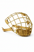 Guld hockeygaller med litet guld hakskydd inuti